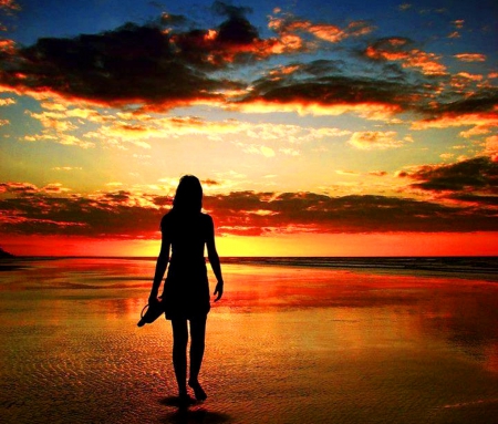 Alone & barefoot - image, wallpaper, sunset, color, expression, new