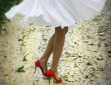 red shoes - photography, red, shoes, woman