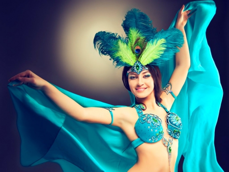 Beautiful dancer - dancer, woman, headdress, pretty