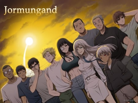 jormungand - girls, anime, long hair, boys, friends, jormungand, short hair