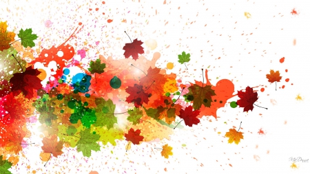 Autumn Splatters - fall, colorful, paint, autumn, bright, splatter, splash, leaves