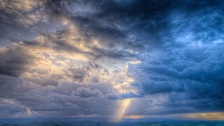 magnificent sky - clouds, beams, sun, sky