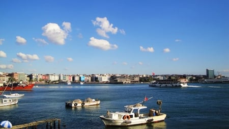 port kadıkoy - bocelli, blue, sea, sun, sky