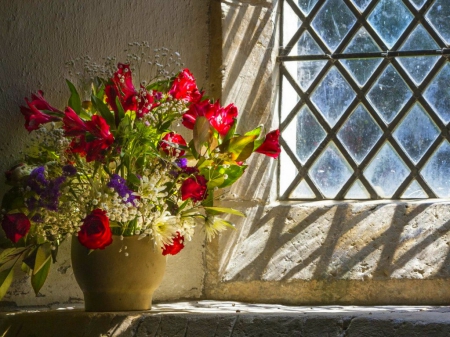 Still life - flowers, vase, window, still life