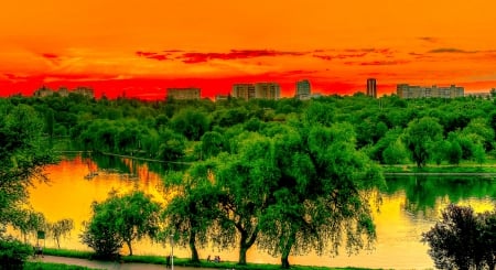 ROMANIAN PARK - trees, romania, landscape, bucharest, park, pond