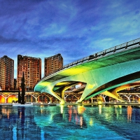 modern bridge in valencia spain hdr