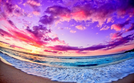 Purple Sea Sunset - Beaches & Nature Background Wallpapers on Desktop ...