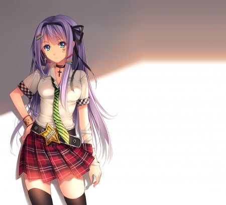 ♡ Maiden ♡ - anime, female, maiden, long hair, plain, ribbon, hd, nice, purple hair, anime girl, skirt, beautiful, hot, girl, simple, beauty, lovely, sweet, lady, cute, sexy