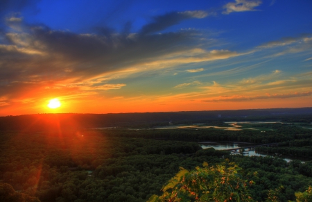 River Valley Sunset! - river, sunset, valley, nature