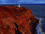 lighthouse on a red cape