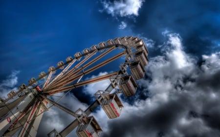 big wheel under big sky hdr - hdr, clouds, ferris wheel, sky