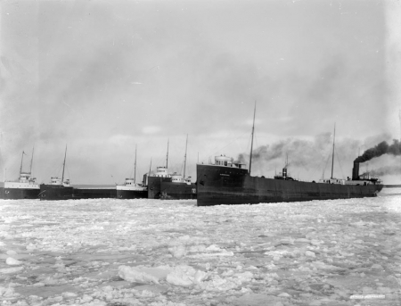 St Marys in winter - freighter, ships, ice, winter