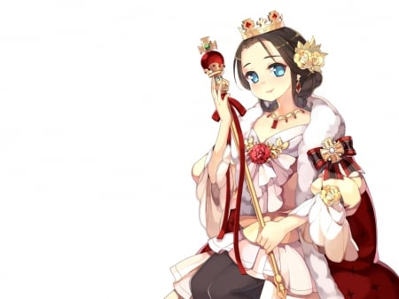 Your Highness - gown, cute, plain, maiden, beautiful, hot, anime girl, girl, tiara, white, elegant, lady, gorgeous, empress, queen, simple, pretty, beauty, sweet, brown hair, anime, hd, dress, royalty, long hair, nice, crown, lovely, sexy, female, blue eyes, princess