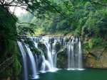 viewing walkway around a beautiful waterfall