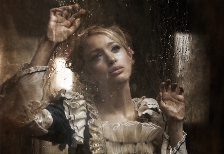 Deepest Sorrow - woman, sorrow, window, rain, blonde