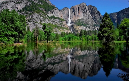 Yosemite Nat'l. Park, California - Reflections, Nature, Waterfall, USA