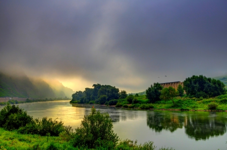 RIVER VIEW - Germany, Nature, Clouds, River, Brem, Sky