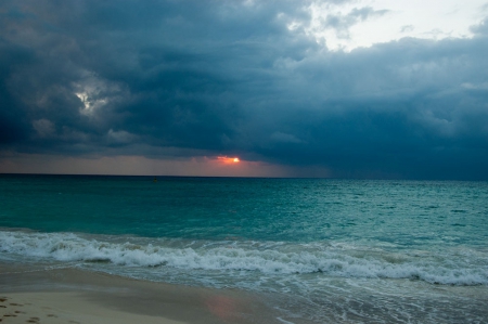 Playa del Carmen ~ Sunrise - clouds, nature, blue, sunrise, sky