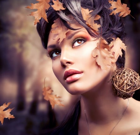 Lady - subbotina anna, lady, autumn, model, leaves