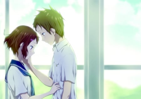 â™¡ Couple â™¡ - nice, lover, female, hot, anime girl, brown hair, sparks, pretty, anime, romance, cute, short hair, love, male, handsome, sexy, girl, couple, light, lovely, glow, romantic, boy, sweet, guy