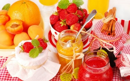 Jam and fruits