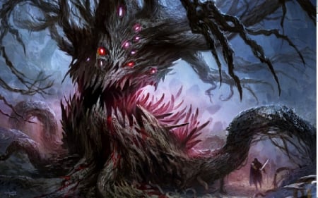 Battle Lothorewyn - castle, monster, tree, age, lothorewyn