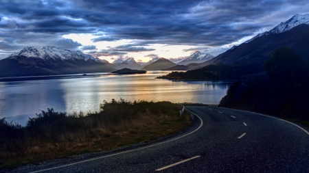 road leading towards river - leading, road, towards, river