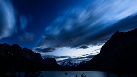 Mountain Night - blue skies, mountain night, blue night, scenic mountain, scenic night