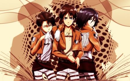 Shingeki no Kyojin - mikasa ackerman, female, hot, emotional, anime girl, shingeki no kyojin, brown hair, eren, sinister, anime, team, cute, handsome, male, sexy, girl, warrior, eren jaeger, mikasa, attack on titan, levi, shortt hair, group, guy