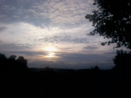 The sunset. - sky, tree, sunset, clouds