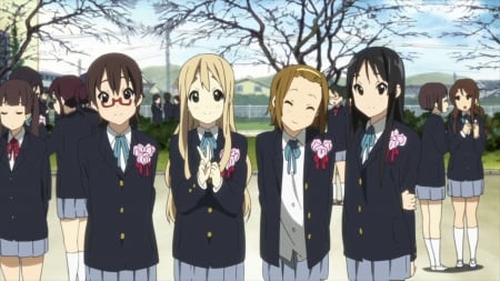 Graduating - pretty, tainaka ritsu, anime, kawaii, female, team, long hair, akiyama mio, uniform, k-on, short hair, group, mugi, kotoboki tsumugi, nice, anime girl, nodoka, kon, hot, girl, lovely, sweet, ritsu, k on, school uniform, tsumugi, cute, mio, sexy, retty