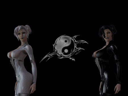 Ying _Yang - ying, dark, 3d, yang