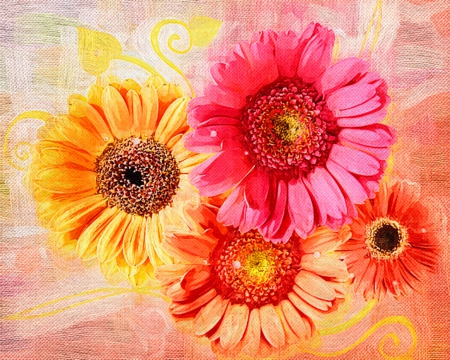 Beautiful flowers - flowers, pretty, artistic, canvas