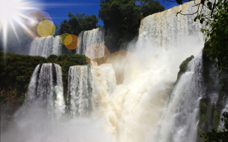 Iguazu Falls, Argentina - nature, waterfall, argentina, sun