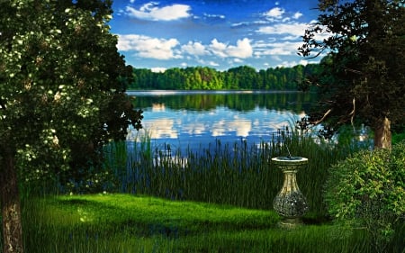 Background - lake, background, fantasy, greenery