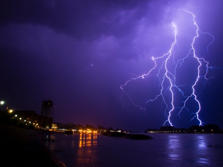 Lightning - lightning, forces of nature, clouds, thunder, night