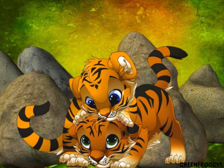 PLAY TIME - PLAYING, LITTLE, TWO, TIGERS