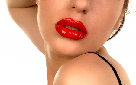 RED LIPS - lips, face, red, woman