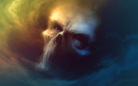 smoke skull - smoke skull, skull, abstract, clouds, smoke, fantasy