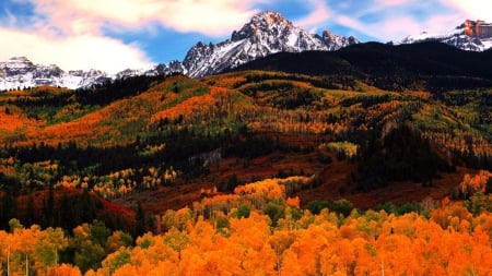 Autumn Colors - sky, fall, mountains, landscape, clouds