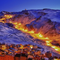 ski resort town of monachil spain at night