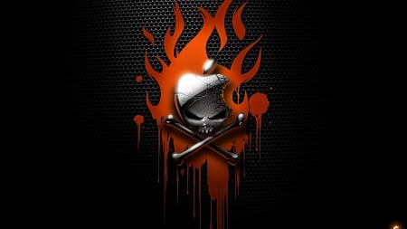 Apple-Pirate - skull, fire, apple, crossbones