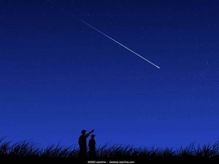 Meteor in the sky - people, meteor, blue sky, silhouette, night