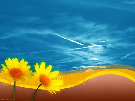 Taste of Summer - summer, blue sky, mountains, yellow flowers, art