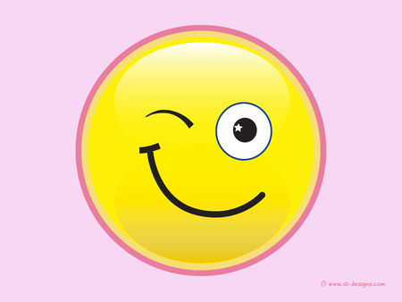 Winking Smiley - winking, on pink, smiley