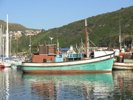 Let's go fishing - water, fishing, boat, harbour, sunny day