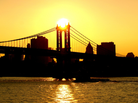 Sunset Over Brooklyn - usa, sunset, nature, brooklyn, new york, bridge