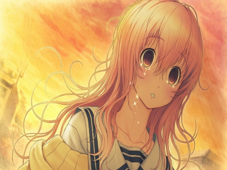 crying tear - anime, girls, cute, other