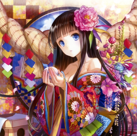 Kimono - beauty, nice, female, hot, anime girl, pretty, anime, kimono, oriental, cute, sexy, lady, girl, long hair, lovely, madien, beautiful, yukata, sweet