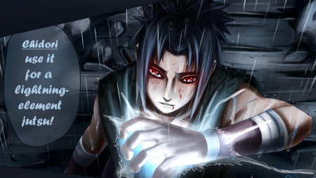 sasuke with chidori - sasuke, cc, c, naruto